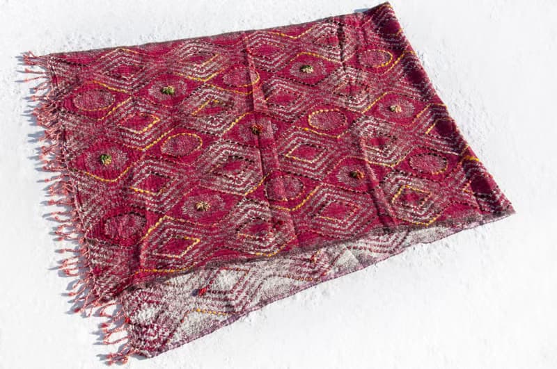 喀什米爾Cashmere/水煮羊毛披肩/針織圍巾/刺繡圍巾/羊絨披巾-花