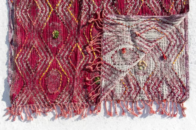 喀什米爾Cashmere/水煮羊毛披肩/針織圍巾/刺繡圍巾/羊絨披巾-花