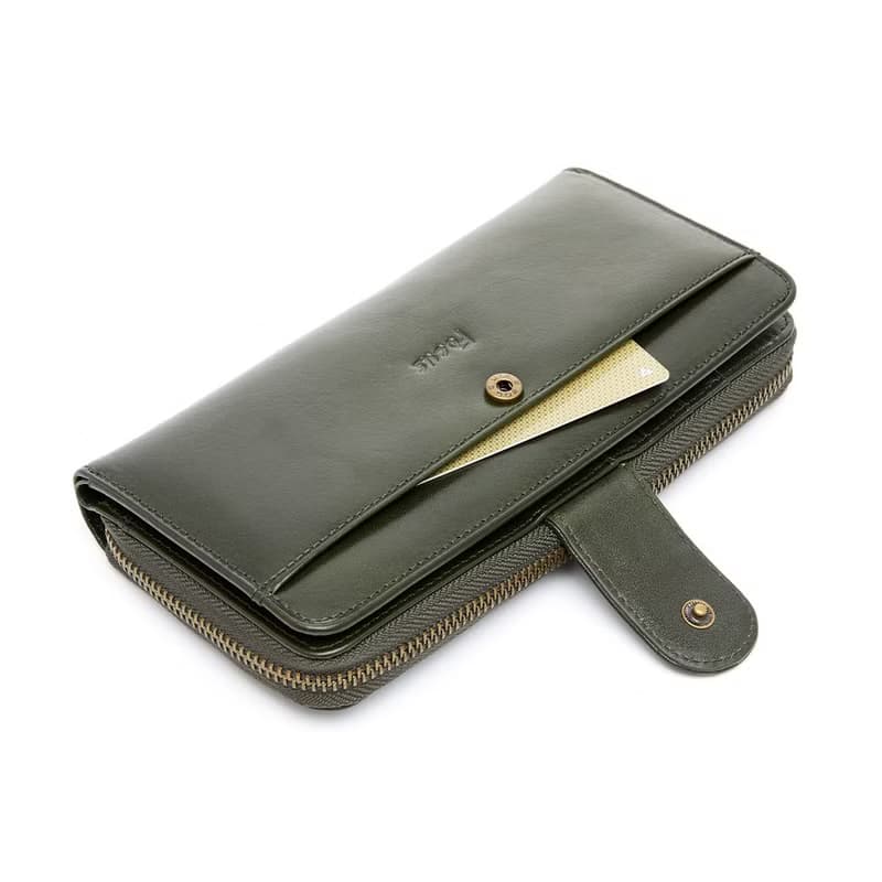 真皮女用長夾 / 大容量長夾拉鍊包 / 真皮長夾_綠/藍2色任選F3475