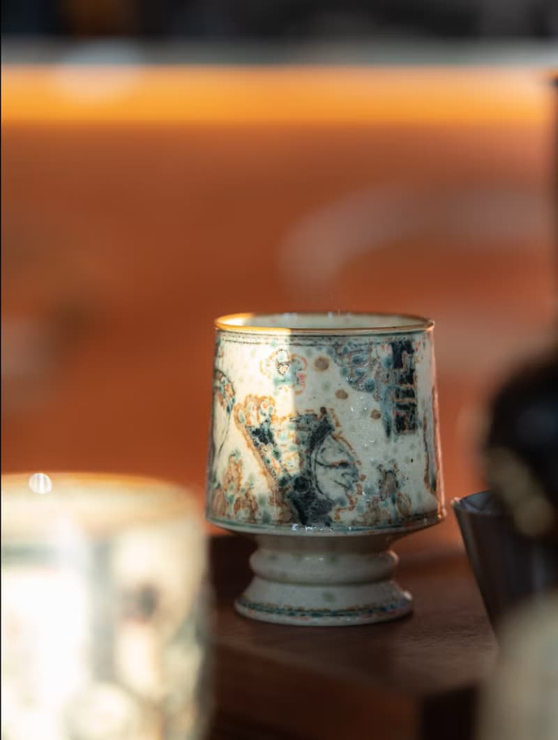 景德鎮手繪青花瓷 中國傳統皮影戲紋樣 新款高足杯 茶盤