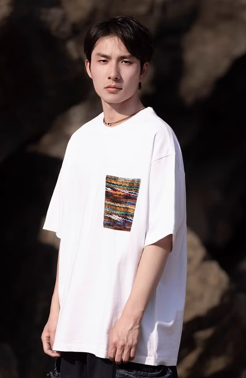 新中式復古 棉麻口袋短袖T恤