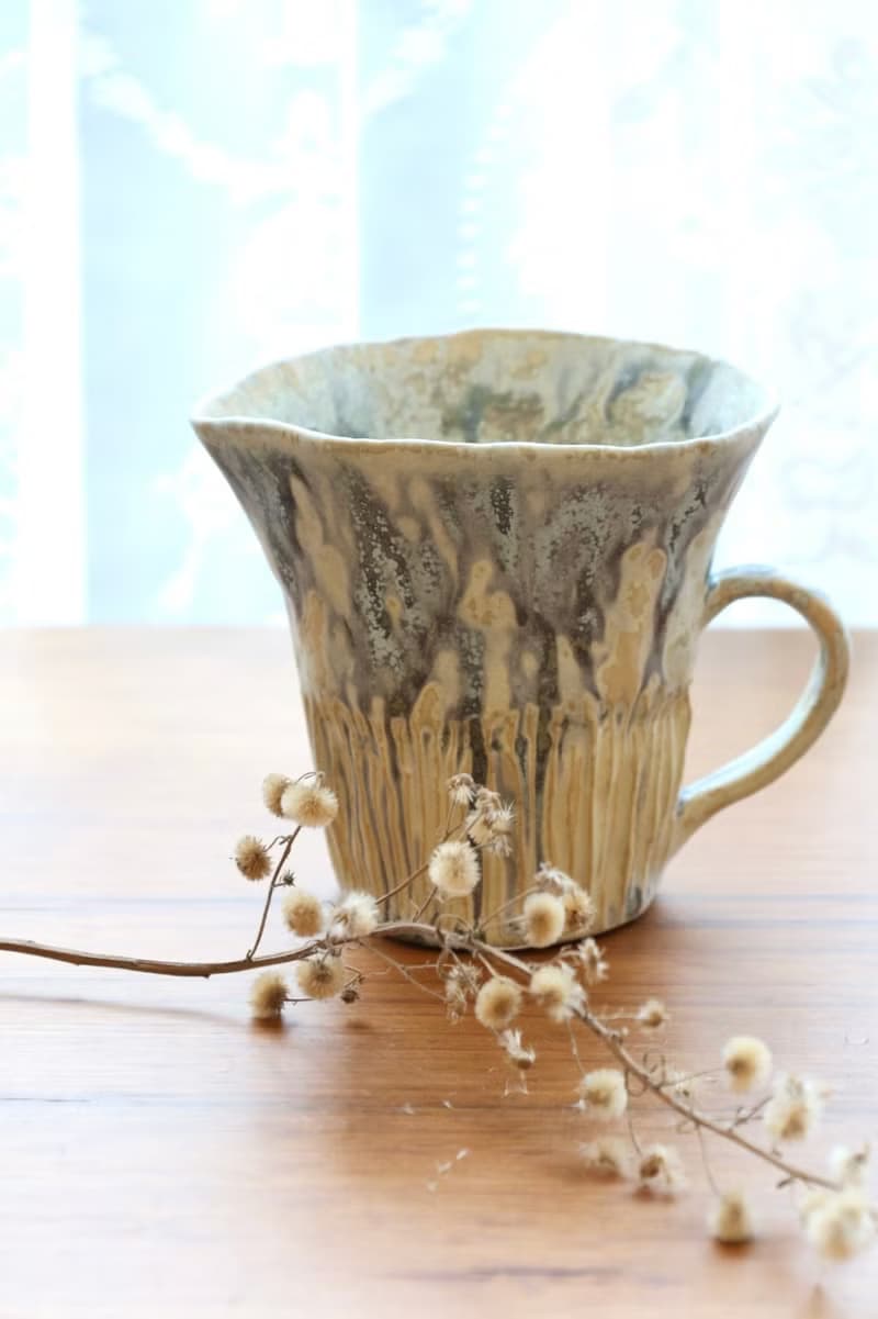 【聖誕節禮物】日本進口陶土手捏乾花器自然流釉紋理侘寂感置物桶