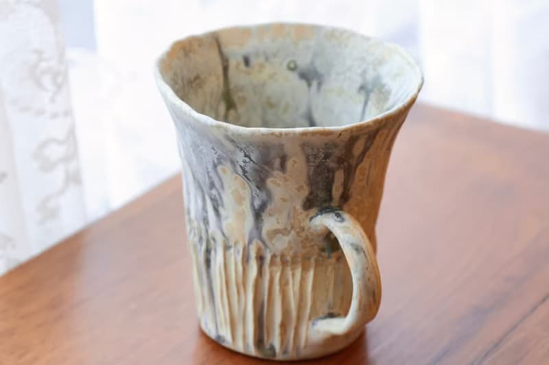 【聖誕節禮物】日本進口陶土手捏乾花器自然流釉紋理侘寂感置物桶