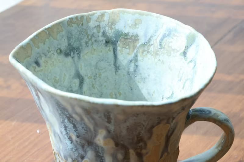 【聖誕節禮物】日本進口陶土手捏乾花器自然流釉紋理侘寂感置物桶