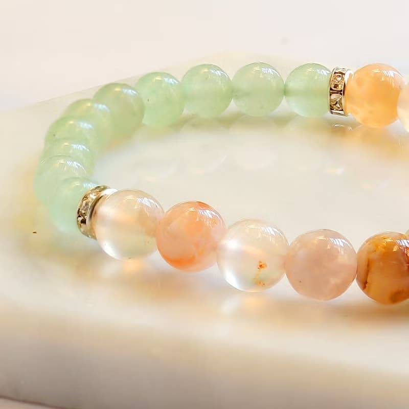 ||果凍櫻花瑪瑙||東陵玉轉運珠||設計款開運手鍊