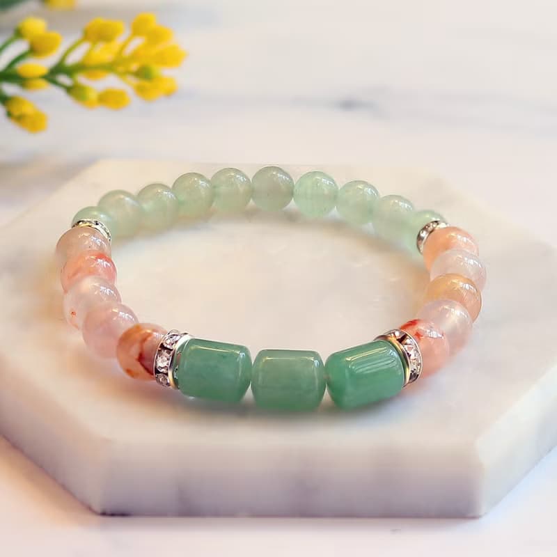 ||果凍櫻花瑪瑙||東陵玉轉運珠||設計款開運手鍊