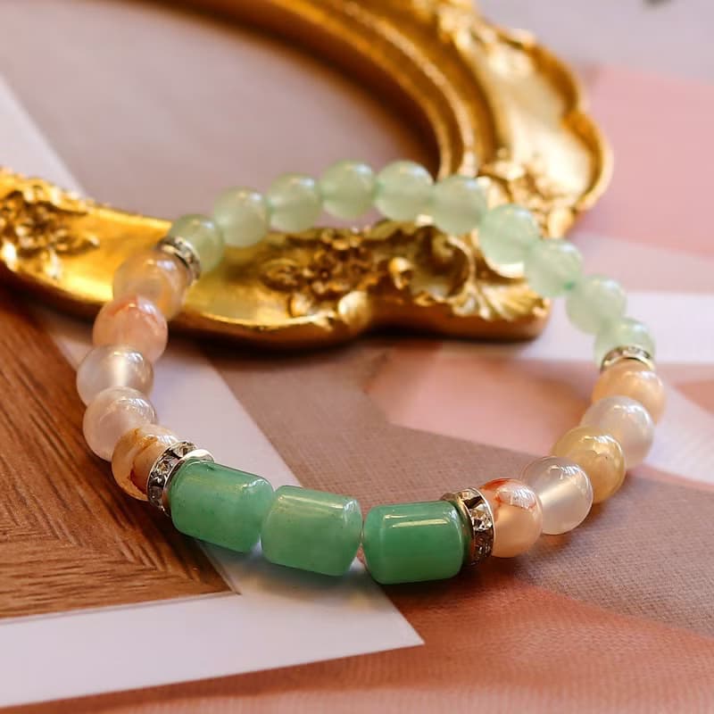||果凍櫻花瑪瑙||東陵玉轉運珠||設計款開運手鍊