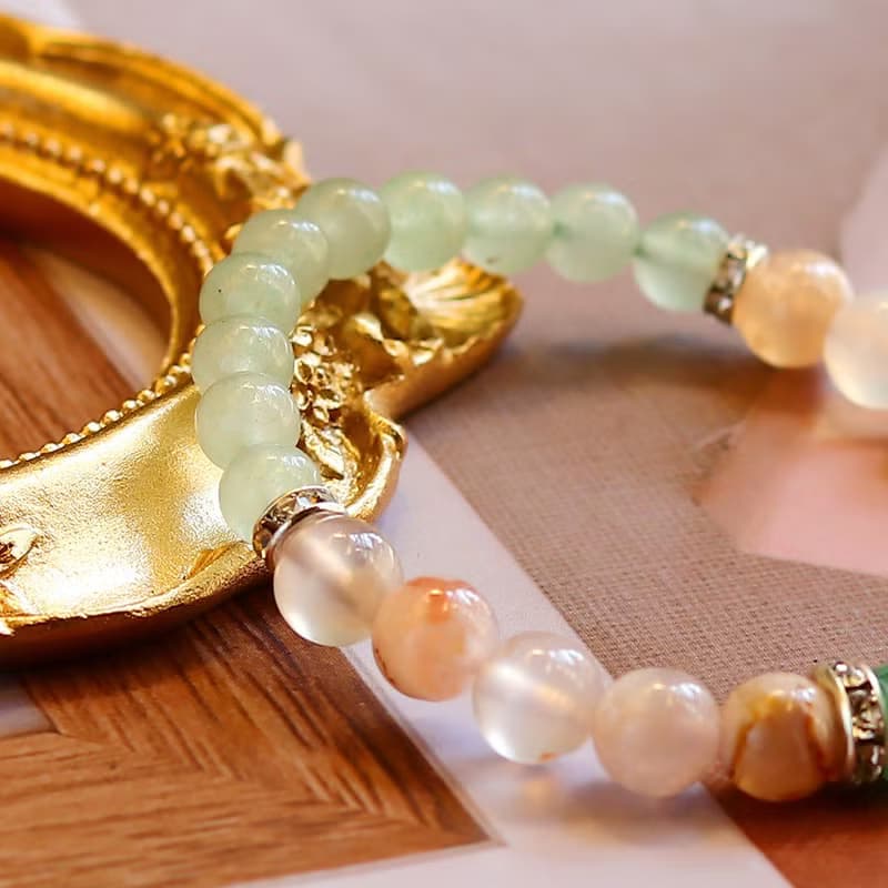 ||果凍櫻花瑪瑙||東陵玉轉運珠||設計款開運手鍊