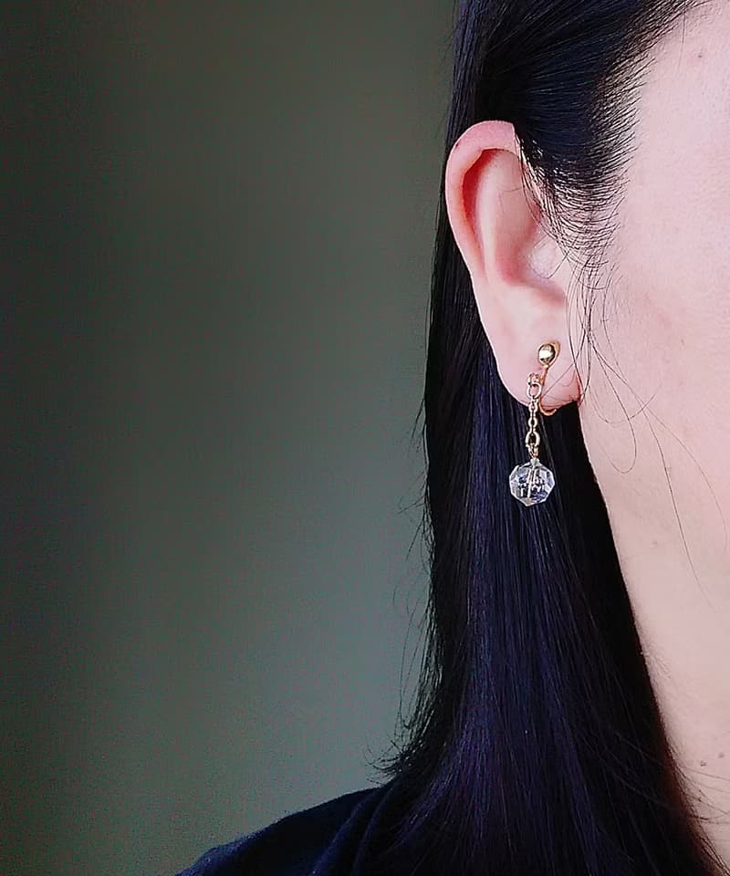 vintage jewelry SARAH COV 簡約垂墜串珠 夾式耳環
