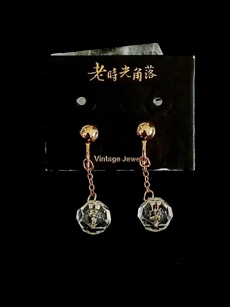 vintage jewelry SARAH COV 簡約垂墜串珠 夾式耳環