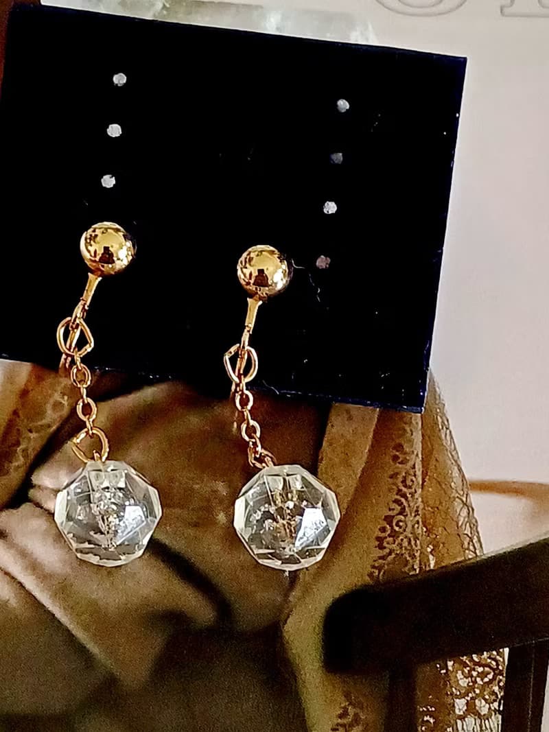 vintage jewelry SARAH COV 簡約垂墜串珠 夾式耳環