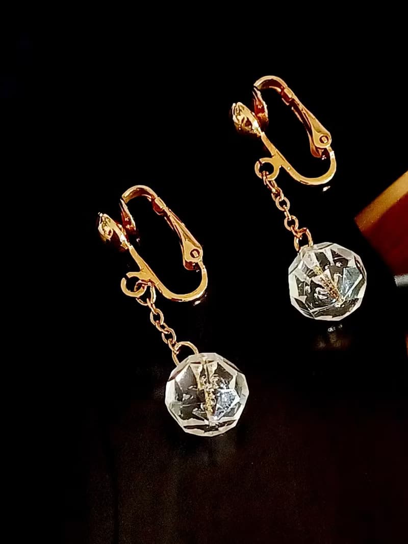 vintage jewelry SARAH COV 簡約垂墜串珠 夾式耳環