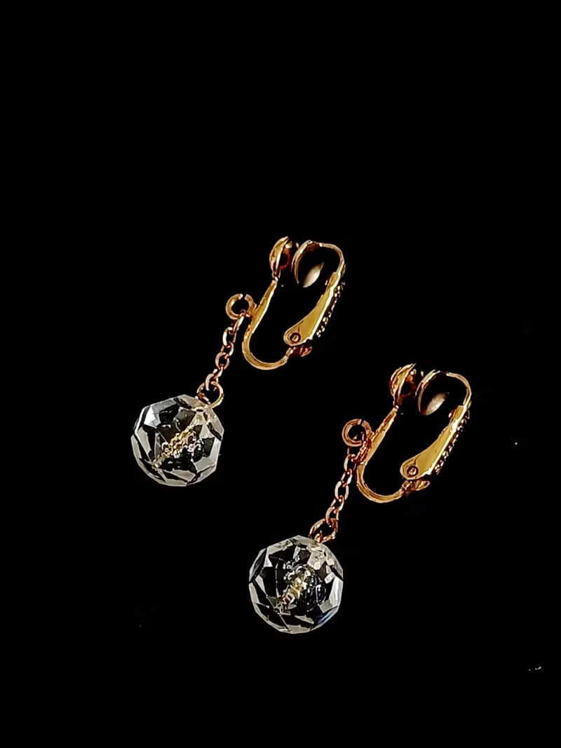 vintage jewelry SARAH COV 簡約垂墜串珠 夾式耳環