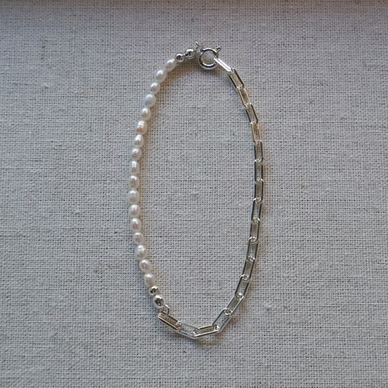 Pearls 珍珠純銀方形手鍊