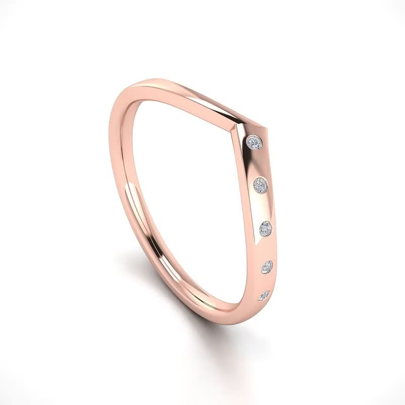 【PurpleMayJewellery】18K金簡約V型排列線戒戒指 婚戒訂製R010