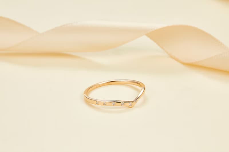 【PurpleMayJewellery】18K金簡約V型排列線戒戒指 婚戒訂製R010