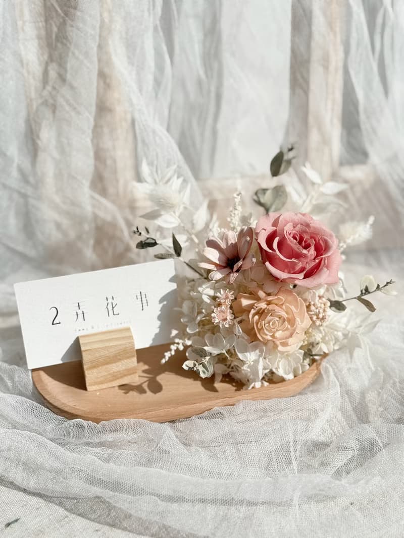 現貨不凋花/永生花名片座 招財貓 開幕禮物 升遷禮 入厝禮