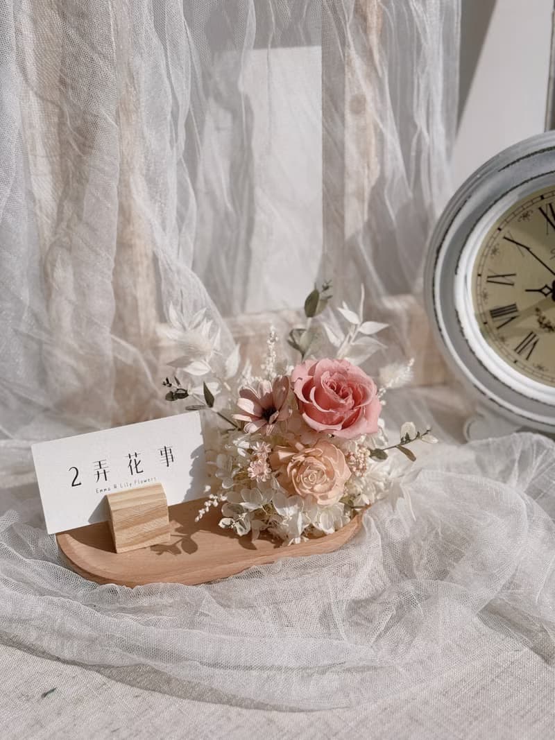 現貨不凋花/永生花名片座 招財貓 開幕禮物 升遷禮 入厝禮