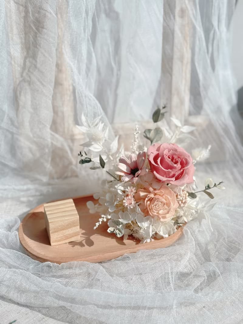 現貨不凋花/永生花名片座 招財貓 開幕禮物 升遷禮 入厝禮