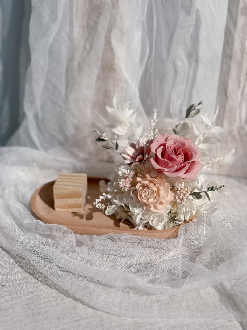 現貨不凋花/永生花名片座 招財貓 開幕禮物 升遷禮 入厝禮