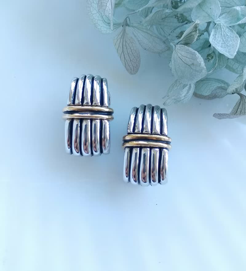 Vintage Jewelry 西洋古董飾品 PREMIER DESIGNS 雙色 夾式耳環