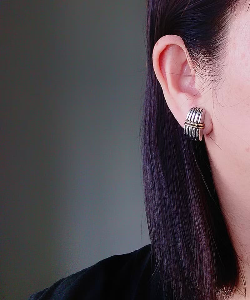 Vintage Jewelry 西洋古董飾品 PREMIER DESIGNS 雙色 夾式耳環