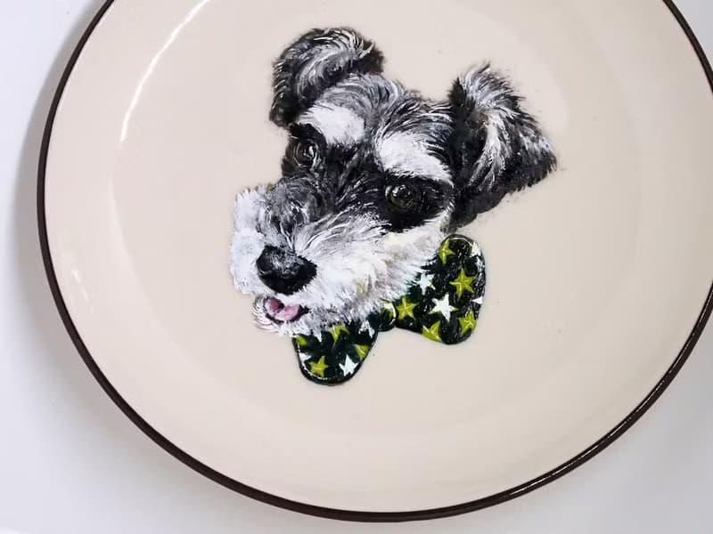 壁掛裝飾盤 / 點心盤系列－帥氣紳士雪納瑞