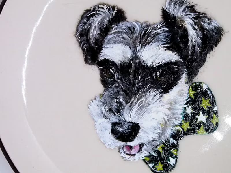 壁掛裝飾盤 / 點心盤系列－帥氣紳士雪納瑞