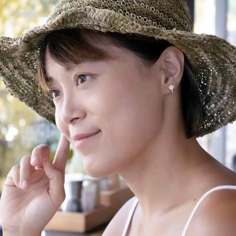 許願星 香水百合 花草植物 可愛耳環 夾式耳環 生日禮物