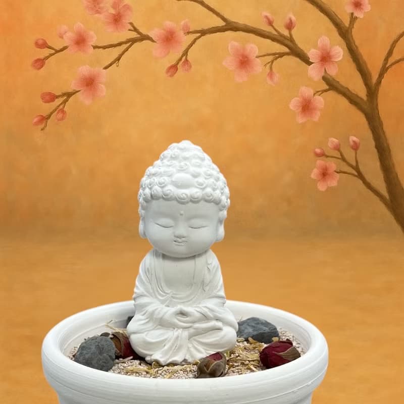 禪風香氛 精油擴香 淨念吉祥小佛培德套組 贈送精美產品插畫圖