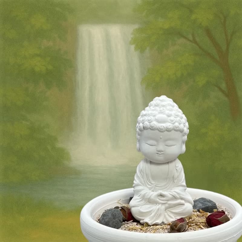 禪風香氛 精油擴香 淨念吉祥小佛培德套組 贈送精美產品插畫圖