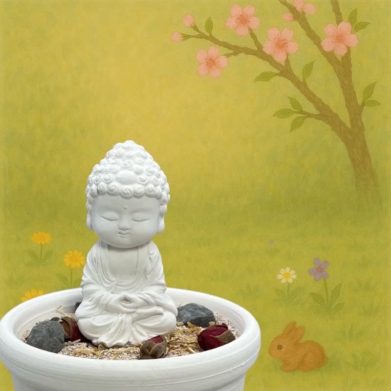 禪風香氛 精油擴香 淨念吉祥小佛培德套組 贈送精美產品插畫圖