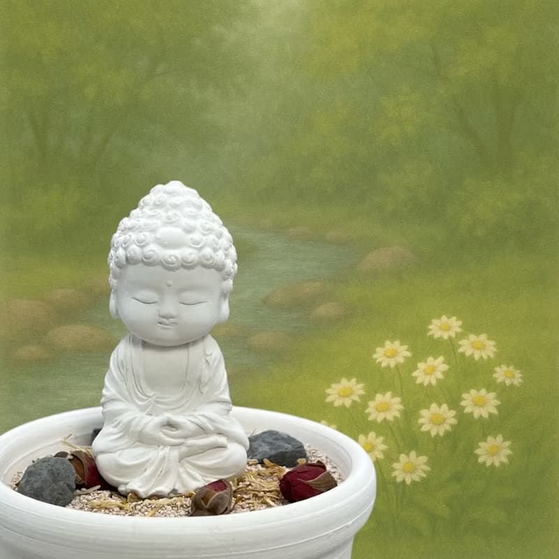 禪風香氛 精油擴香 淨念吉祥小佛培德套組 贈送精美產品插畫圖