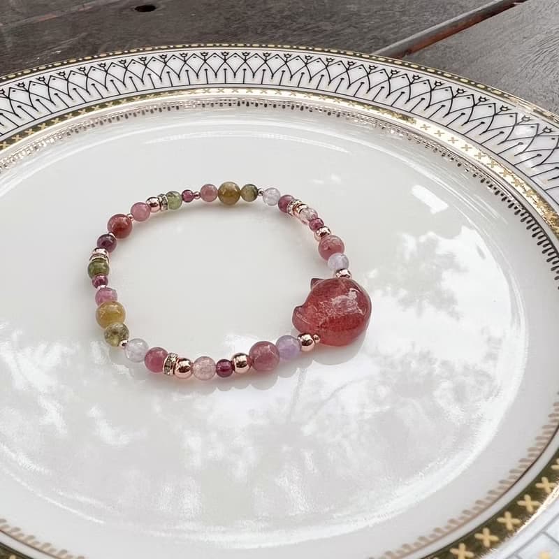 【虹の上を歩く猫】碧璽貓咪頭手鍊款