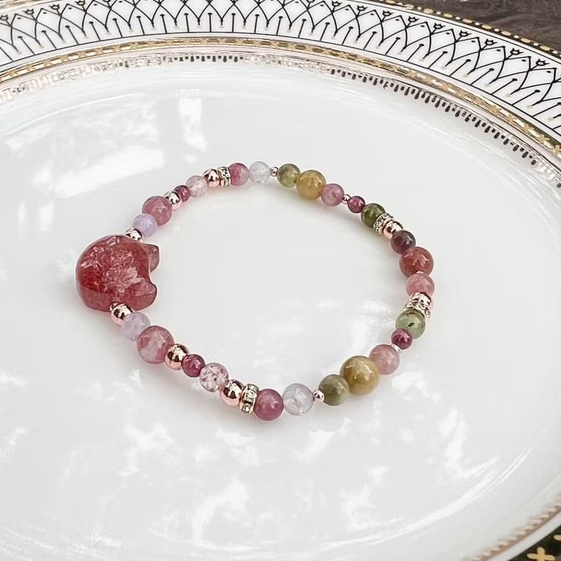 【虹の上を歩く猫】碧璽貓咪頭手鍊款