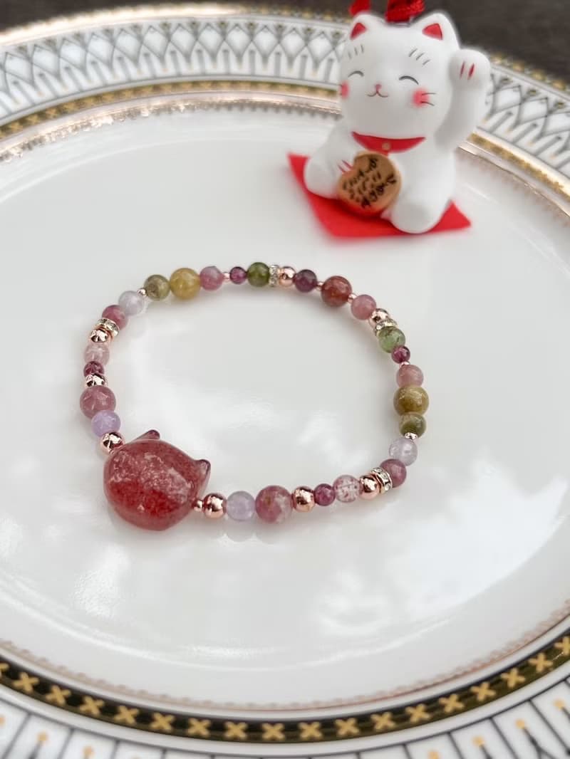 【虹の上を歩く猫】碧璽貓咪頭手鍊款