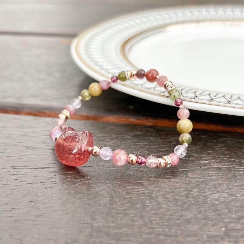 【虹の上を歩く猫】碧璽貓咪頭手鍊款