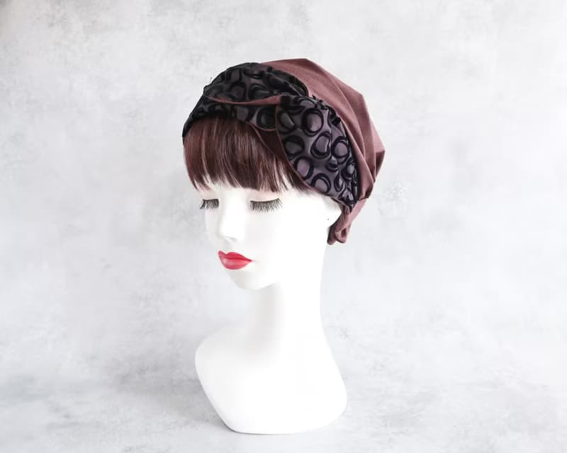 送料込 日本製 サッシュリボン(ペイントタッチのドット柄)とチョコレートカラー