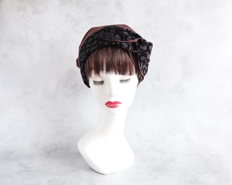 送料込 日本製 サッシュリボン(ペイントタッチのドット柄)とチョコレートカラー