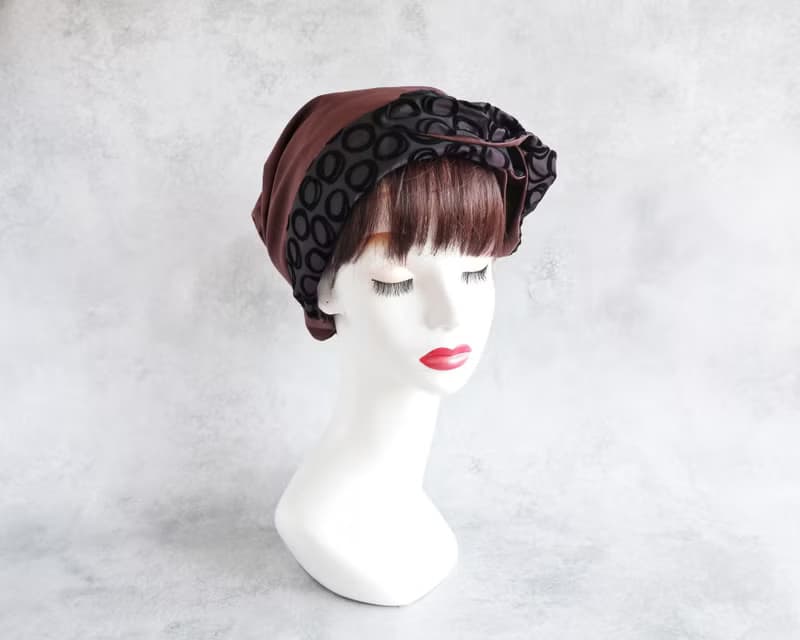 送料込 日本製 サッシュリボン(ペイントタッチのドット柄)とチョコレートカラー