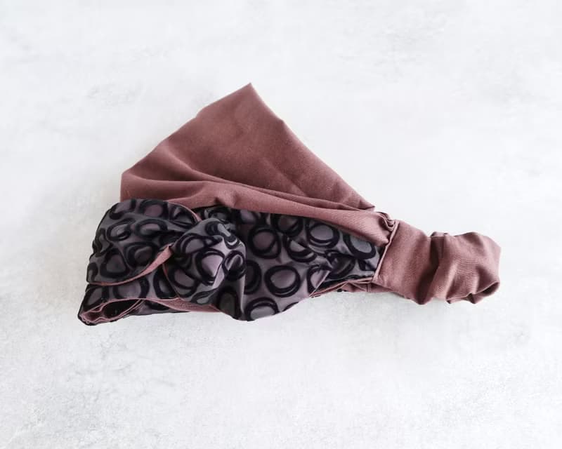 送料込 日本製 サッシュリボン(ペイントタッチのドット柄)とチョコレートカラー