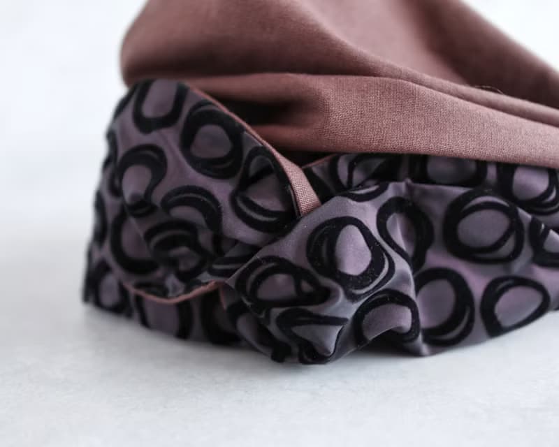 送料込 日本製 サッシュリボン(ペイントタッチのドット柄)とチョコレートカラー