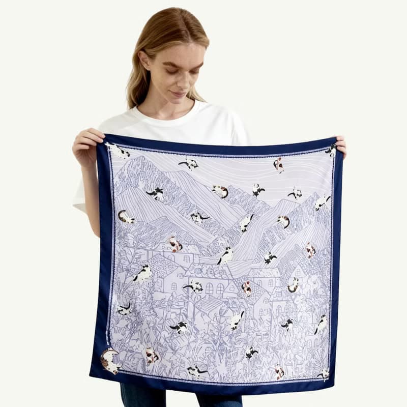 波蘭貓與瑜伽士 雙面絲巾絲巾環臻禮套裝 Jardin Des Fontaines