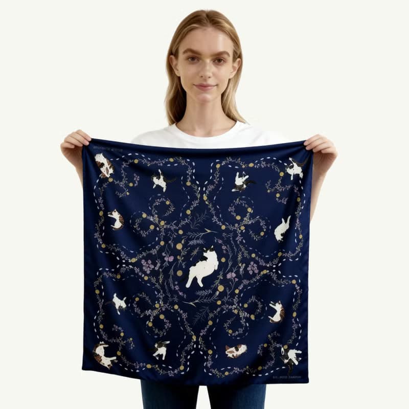 波蘭貓與瑜伽士 雙面絲巾絲巾環臻禮套裝 Jardin Des Fontaines