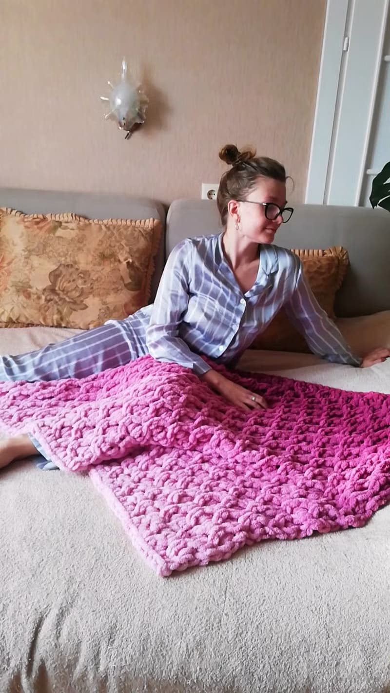 Pink Blanket For Couch Knit Woven Warm Soft Blanket