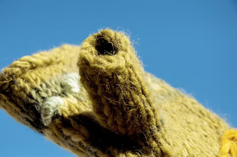 手織純羊毛針織手套/露趾手套/內刷毛手套/保暖手套-立體花朵刺繡