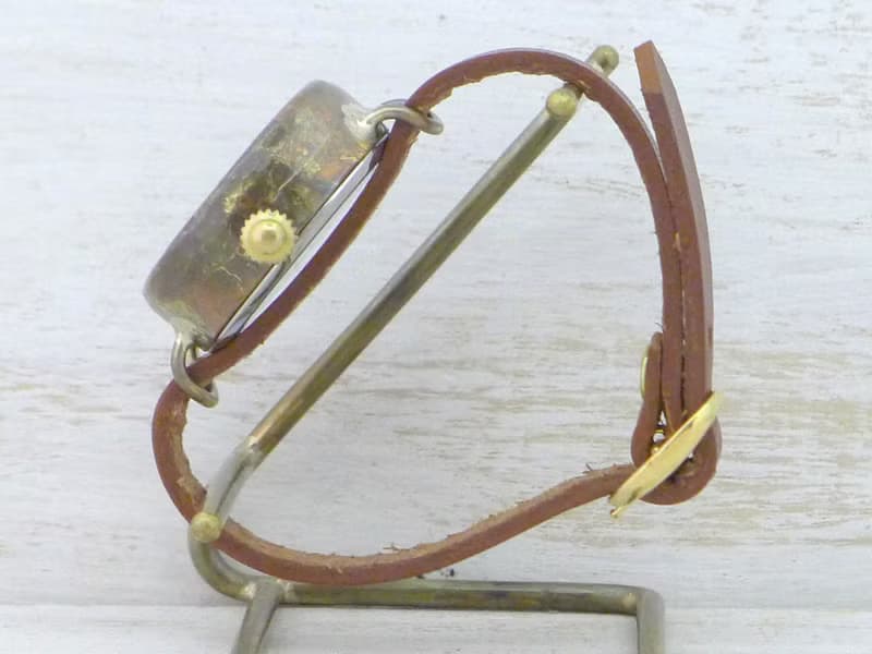 手作り腕時計 CrescentMoon4-MB 三日月ブルー文字盤 ローマ ブレスレット風  (366CM4BL)