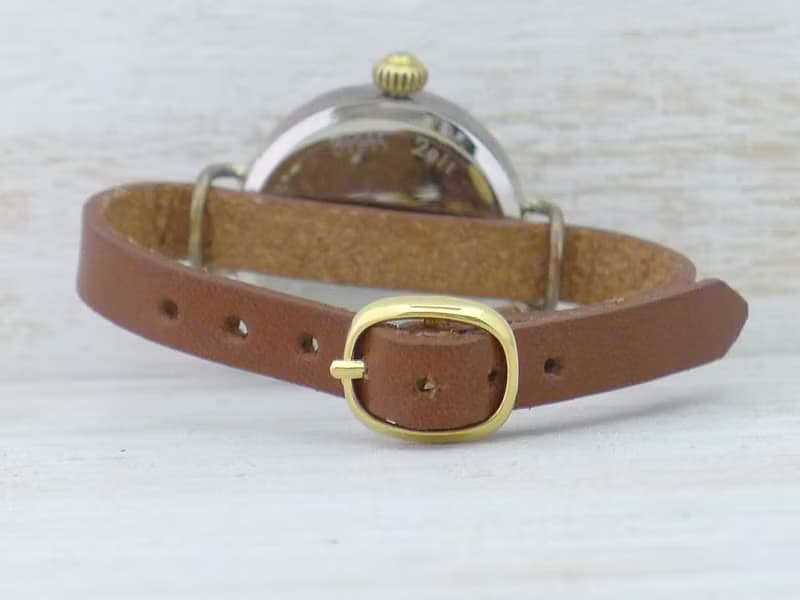 手作り腕時計 CrescentMoon4-MB 三日月ブルー文字盤 ローマ ブレスレット風  (366CM4BL)