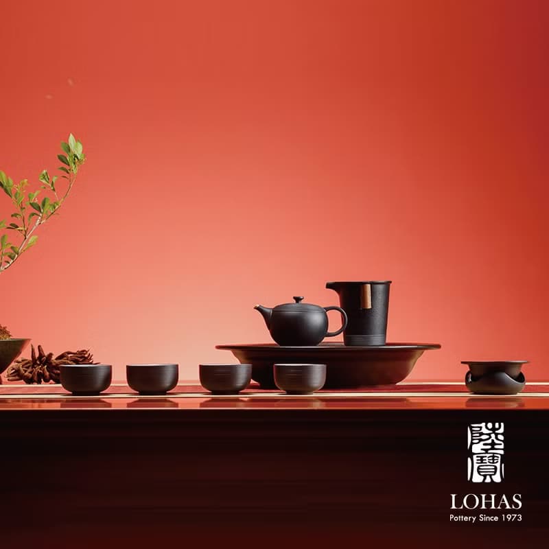 陸寶 環宇經典茶禮 玄黑 1壺1海4杯+茶盤 茶具組