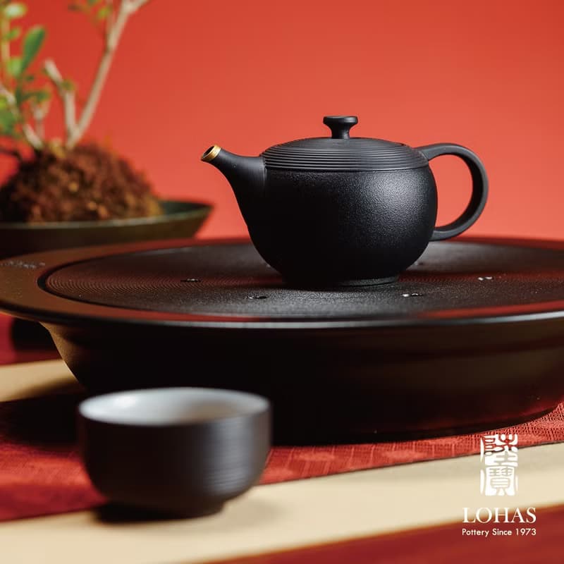 陸寶 環宇經典茶禮 玄黑 1壺1海4杯+茶盤 茶具組